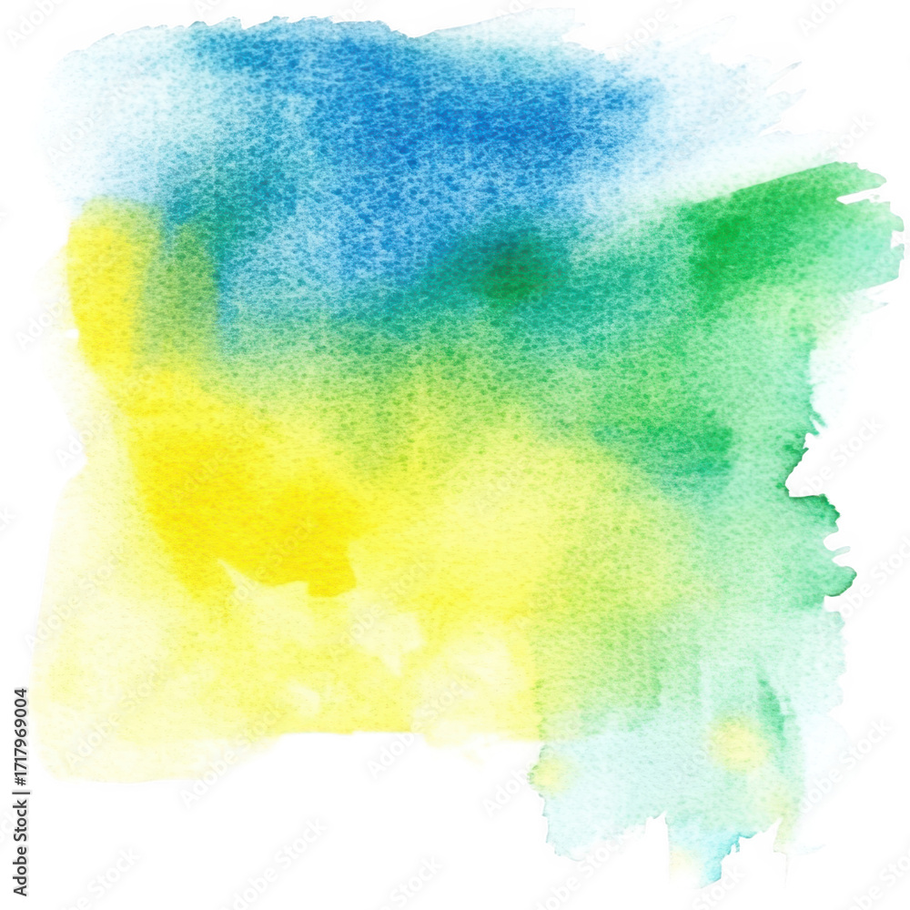 Obraz premium A watercolor abstract painting featuring a blend of blue. green. and yellow hues. creating a serene and uplifting atmosphere. perfect for backgrounds or artistic projects