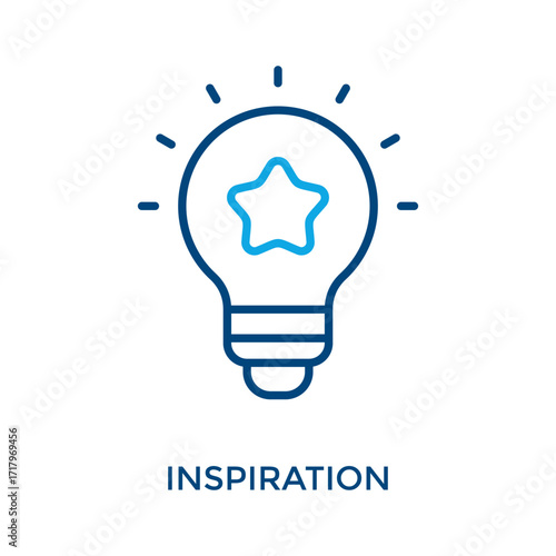 Inspiration Icon Outline Color Style. Vector Illustration For Graphic Design