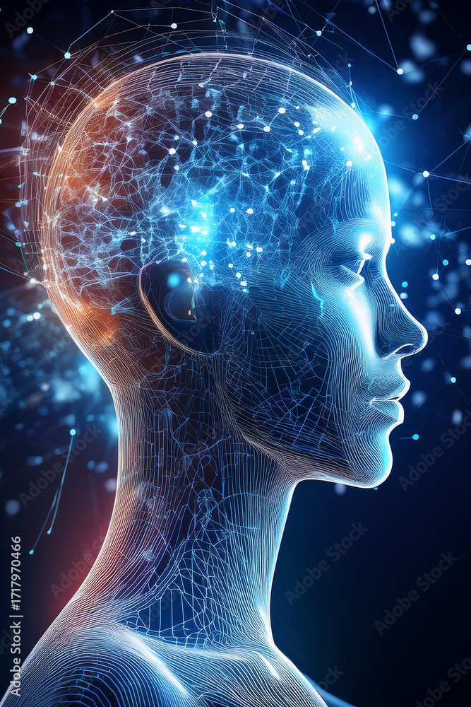 Obraz premium Educational image of artificial intelligence in human form for youth-focused tech learning 