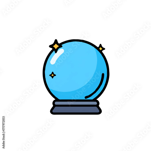 Cartoon Crystal Ball Predicting Future Isolated on White

