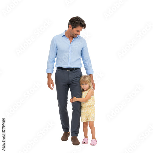 Affectionate father and daughter bond showcased in a tender isolated full length portrait perfect