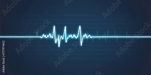 Green heartbeat pulse wave line on an EKG monitor in a hospital, illustrating a medical cardiology cardiogram
