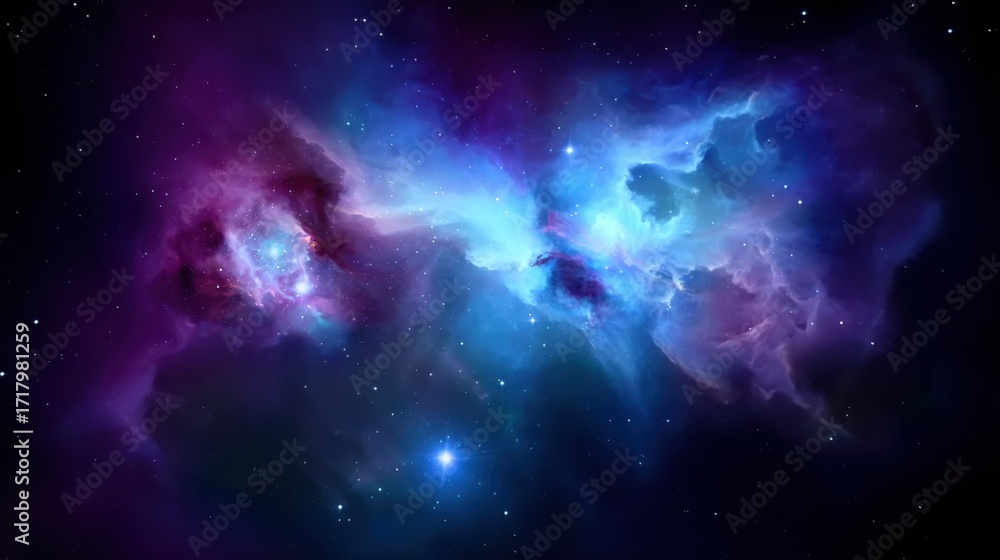 Fototapeta premium Space cosmic backdrop with nebula and stars, glowing supernova effect, mysterious universe theme for sci-fi projects