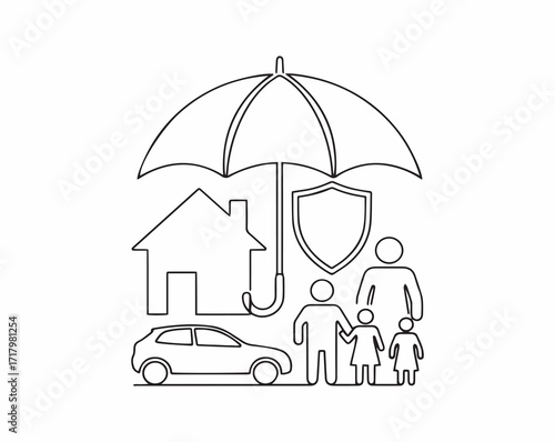 Vector art of insurance protection for family, car, and home