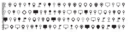 Navigation pin markers icon. Pointer web target for marking territory on map and directions of location and deployment location for travel and search desired place