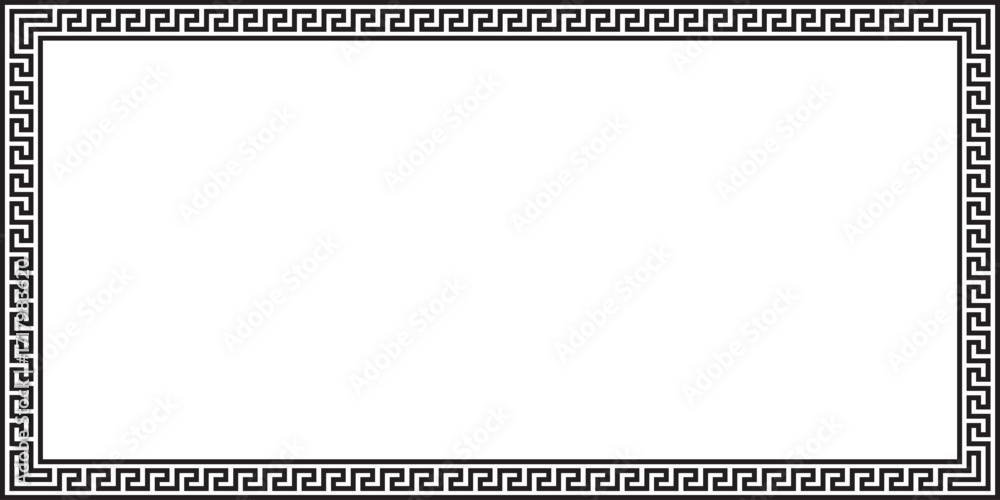 Ταπετσαρία Decorative Greek meander frame with a blank white canvas center, perfect for design concepts, mockups, templates, and stylish presentation layouts