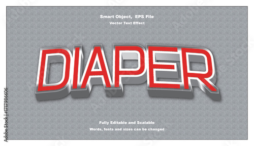 Diaper Text Effect nursery lettering baby typography infant design.