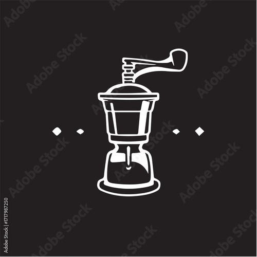 Vintage Coffee Grinder Icon Hand Crank Mill Illustration
