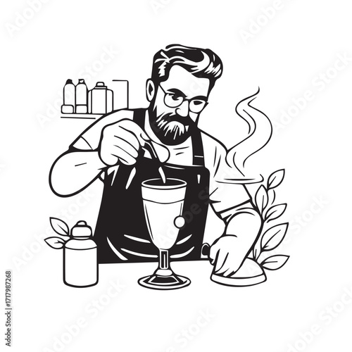 Handcrafted beverages a skilled barista adds the finishing touches to a beautifully prepared drink, evoking warmth and creativity