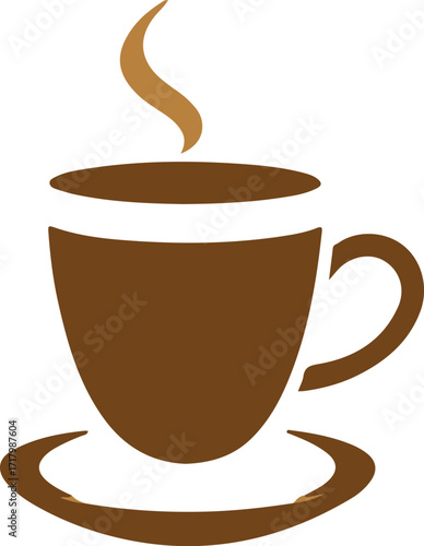 Simple Coffee Cup Icon A Vector Illustration of a Steaming Beverage on a Saucer