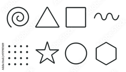 Collection of geometric shapes on dark background