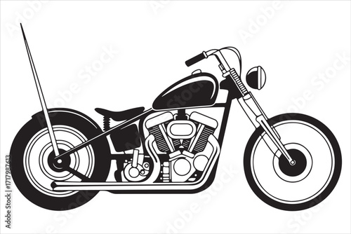 Retro Biker Riding Motorcycle with Flames Vector Illustration