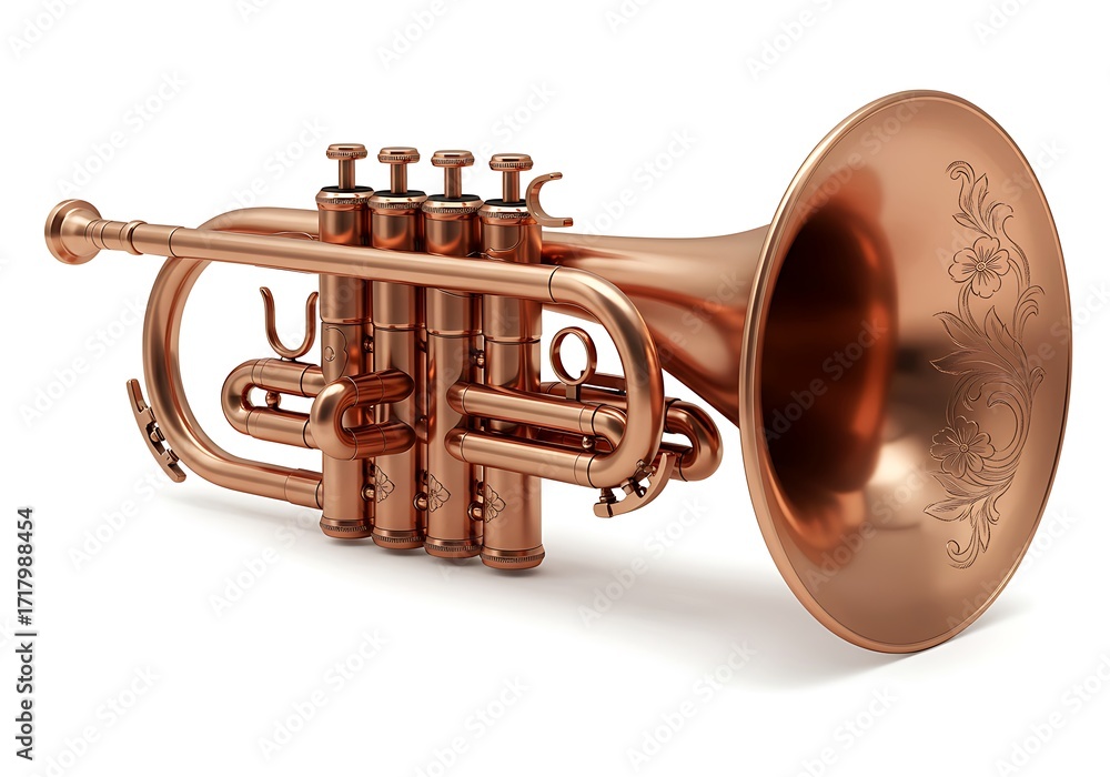 Naklejka premium Copper trumpet instrument