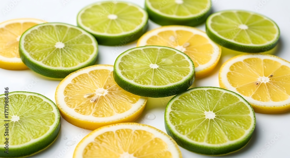 Fototapeta premium Citrus Slices - A Vibrant Mix of Limes and Lemons.