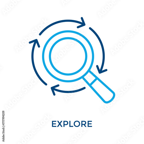 Explore Icon Outline Color Style. Vector Illustration For Graphic Design