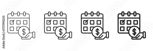 Salary Icon Set Different Line Style Collection 