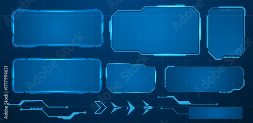 set futuristic element blue vector illustration editable