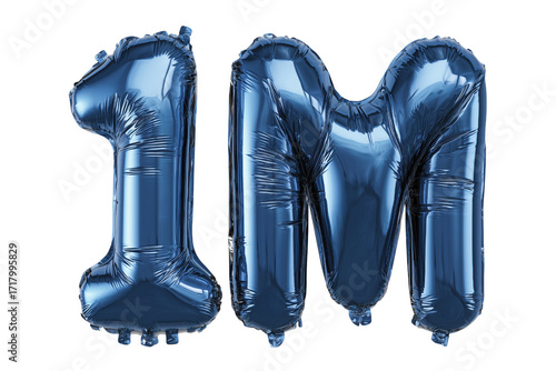 Metallic blue foil balloons forming one million celebrating anniversary or achievement