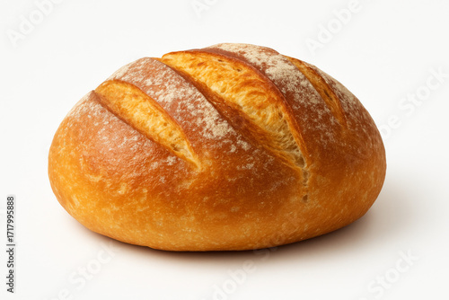 Freshly Baked Bread Loaf on White Background