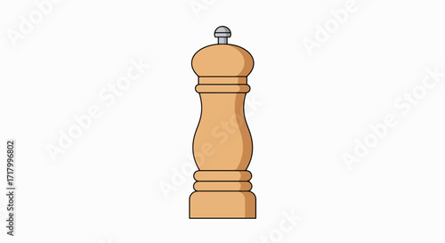 Elegant Wooden Pepper Mill: Culinary Illustration