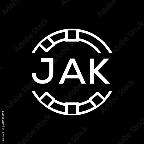 Clean Line Art Monogram Emblem for Brands, JAK Later Logo, Unique Letter  Logo with Circular Motif, 
