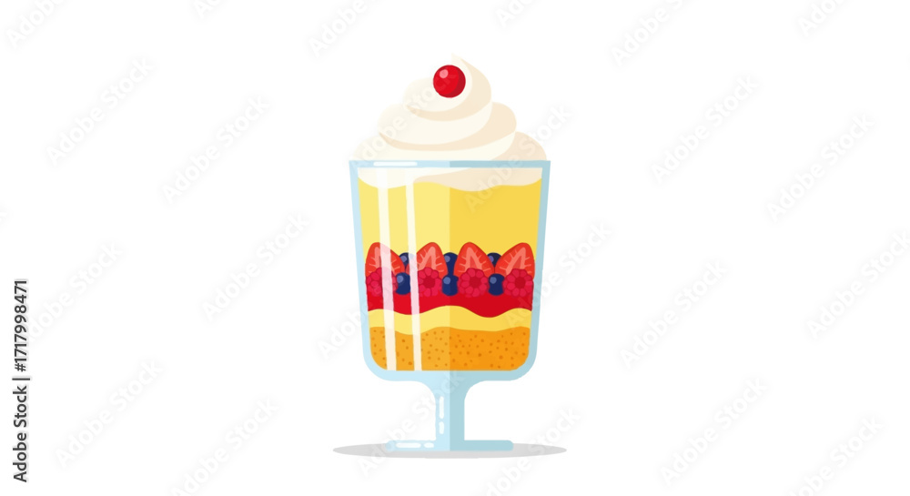 Εκτύπωση καμβά Delicious trifle dessert with berries, custard, and whipped cream in a glass
