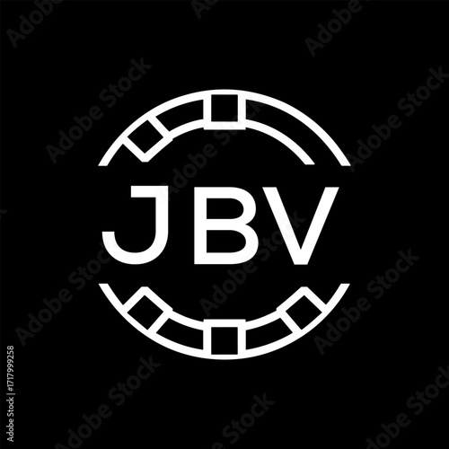 Clean Line Art Monogram Emblem for Brands, JBV Later Logo, Unique Letter  Logo with Circular Motif, 
