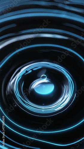 Vertical Neon Water Ripple Abstract Looping Background
