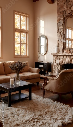 Wallpaper Mural living room with fireplace Torontodigital.ca