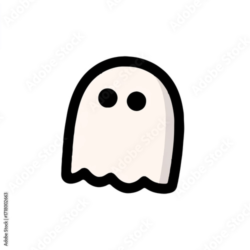 Simple Cartoon Ghost Icon Illustration on White

