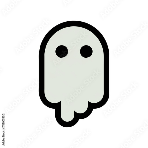 Simple Cartoon Ghost Icon Illustration on White


