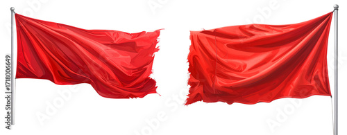 Free Download Sat of Classic Red Banner on Pole Gently Fluttering – Clean Cut Out - GFXLoad