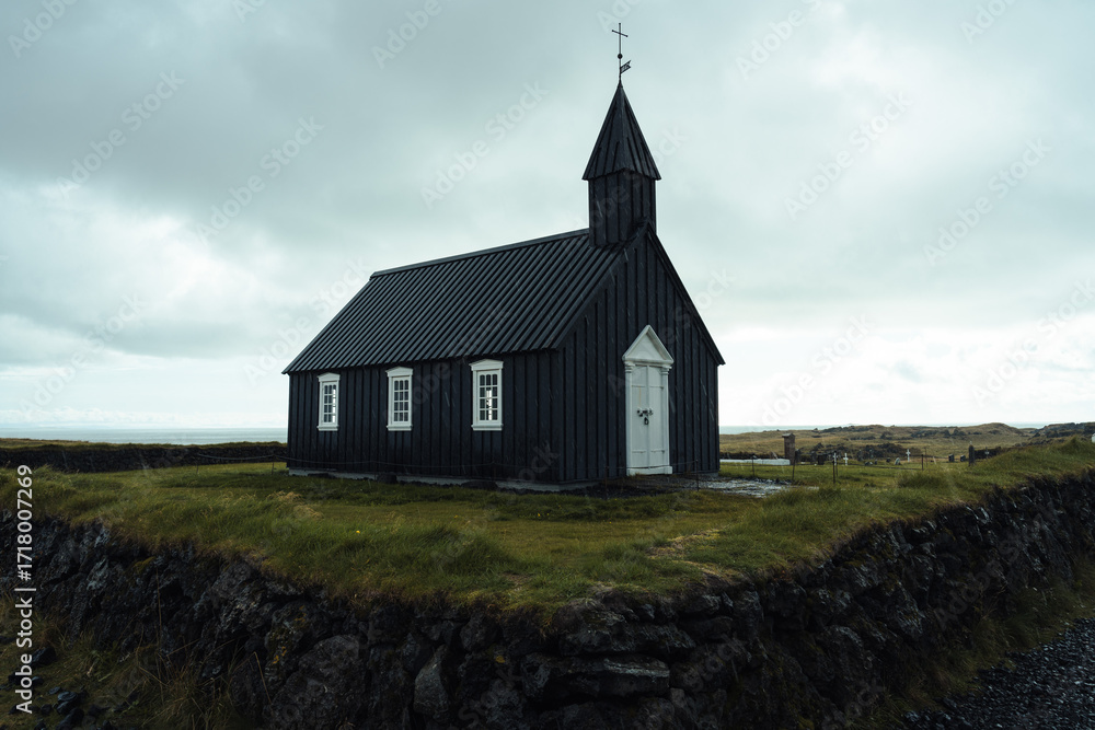 Fototapeta premium Front three-quarters view of Budakirkja