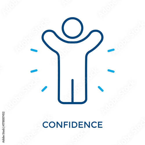 Confidence Icon Outline Color Style. Vector Illustration For Graphic Design