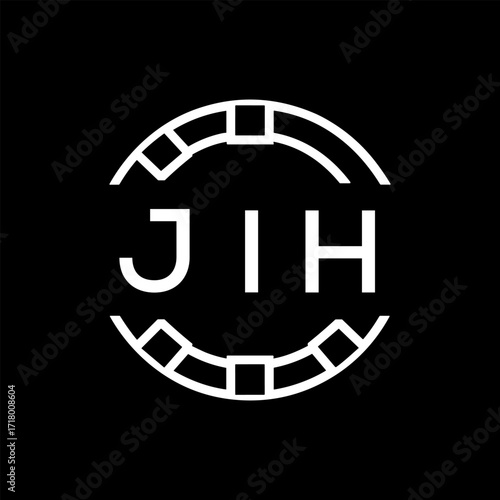 “Modern  Monogram Logo Design, Sleek Minimalist Letter mark in Circle, JIH LATER LOGO, High-Contrast Branding Concept”
