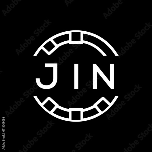 “Modern  Monogram Logo Design, Sleek Minimalist Letter mark in Circle, JIN LATER LOGO, High-Contrast Branding Concept”

