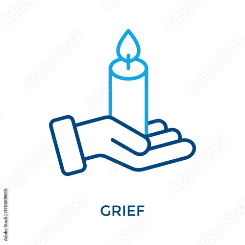 Grief Icon Outline Color Style. Vector Illustration For Graphic Design