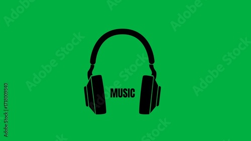 Headphones Music Icon Minimalist design Green screen background Vector illustration video