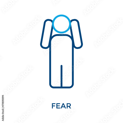 Fear Icon Outline Color Style. Vector Illustration For Graphic Design