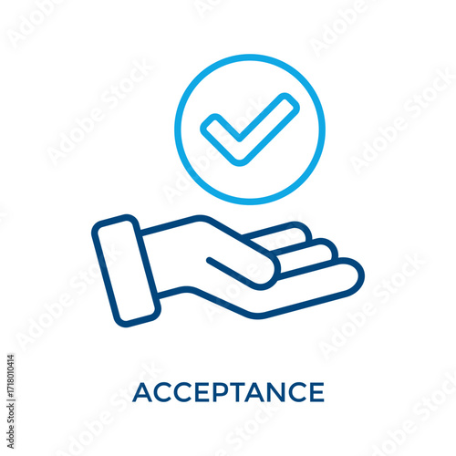 Acceptance Icon Outline Color Style. Vector Illustration For Graphic Design