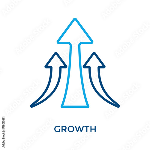 Growth Icon Outline Color Style. Vector Illustration For Graphic Design
