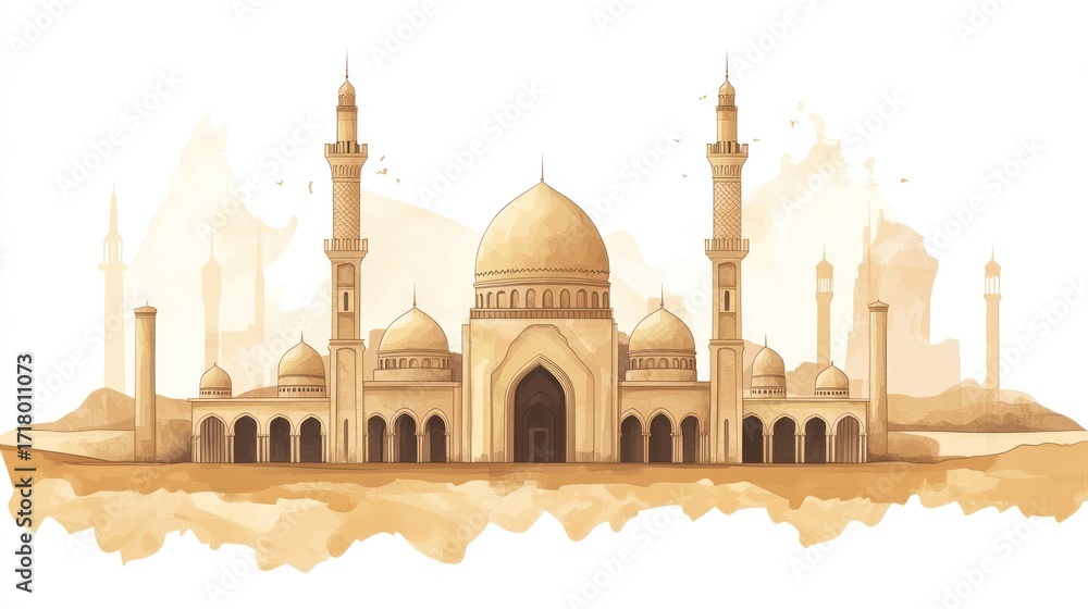 Fototapeta premium Beige mosque illustration