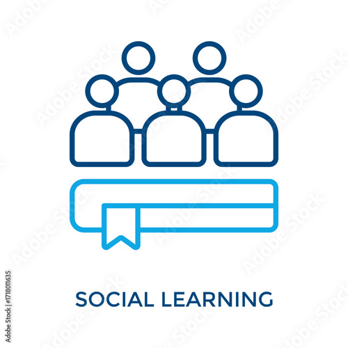 Social Learning Icon Outline Color Style. Vector Illustration For Graphic Design