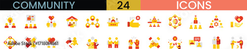 Collection of diverse people and community icons for social interaction and connection vector