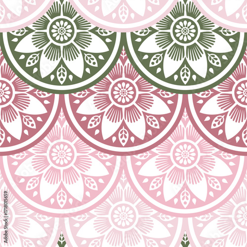 Abstract floral pattern, regular geometric order, seamless vector