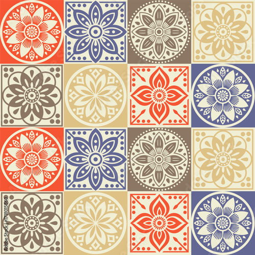 Set of colorful vector floral motifs in circular and diamond shapes, inspired by traditional Ukrainian and Polish folk art embroidery designs.