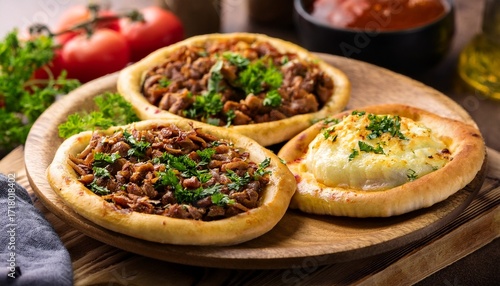 Arabic Meat And Cheese Sfiha On The Table