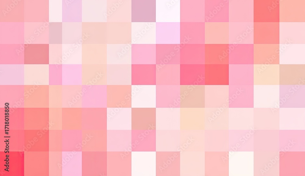 Fototapeta premium Abstract pixelated pattern of soft, pastel shades of pink, peach, and white