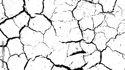 Ground Cracks and Sketch Crack Texture with Dry Soil Fractures, Transparent Cracked Terrain and Earthquake Surface Breaks Isolated on White Background, Old Dry Cracking Soil Vector Texture for Abstrac