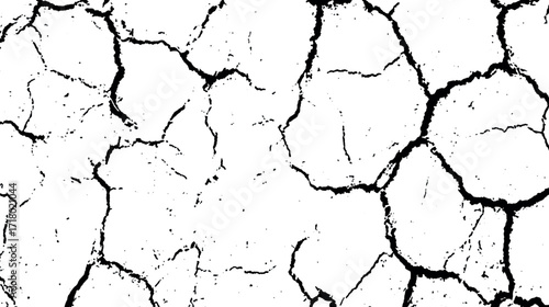 Texture of Old Wall with Black and White Vintage Cracked Concrete Scribble Effect, Distressed Old Wall Background Crack Vector, Grunge Fractured Texture and Ground Surface Pattern for Abstract Design 
